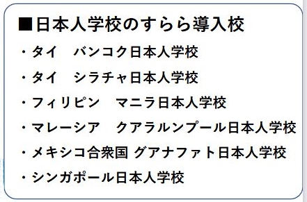 海外現地のたくさんの日本人学校にも導入中